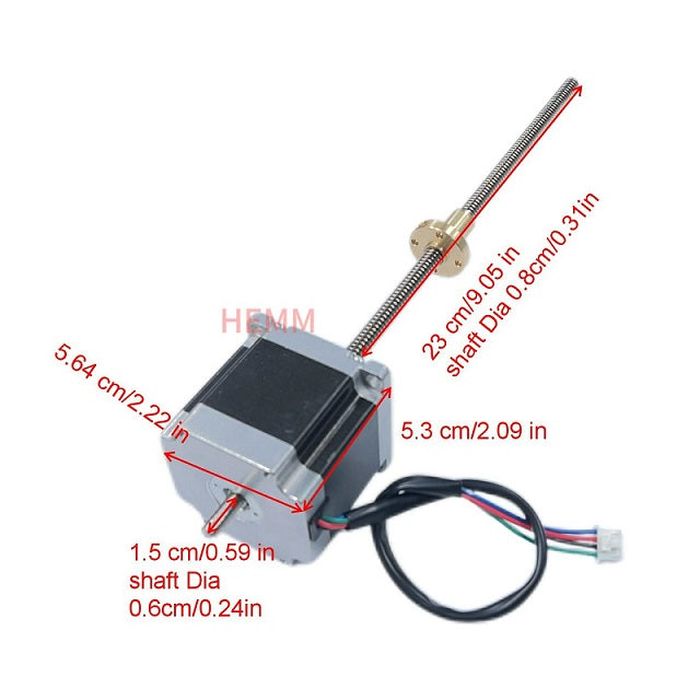 HEMM Nema 23 Lead Screw 2.8a Cnc Laser Stepper Motor HEMM-23D4408-15LC Lead Screw Stepper Motor with Copper Nut